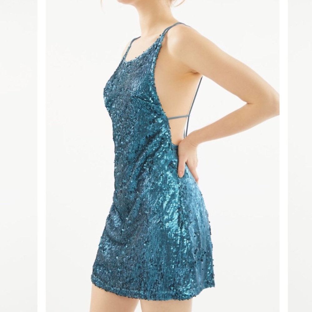 UO Sequinned Backless Mini Dress